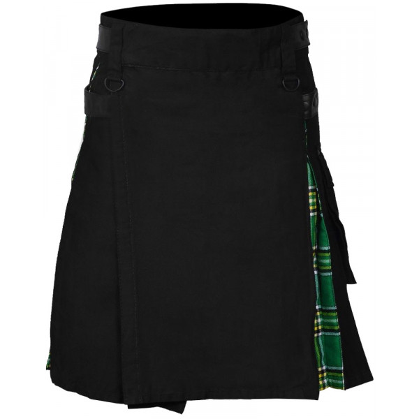 Men's Black Cotton Inner Irish Heritage Tartan Hybrid Kilt