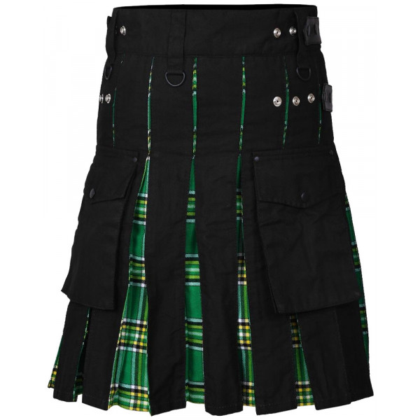 Men's Black Cotton Inner Irish Heritage Tartan Hybrid Kilt