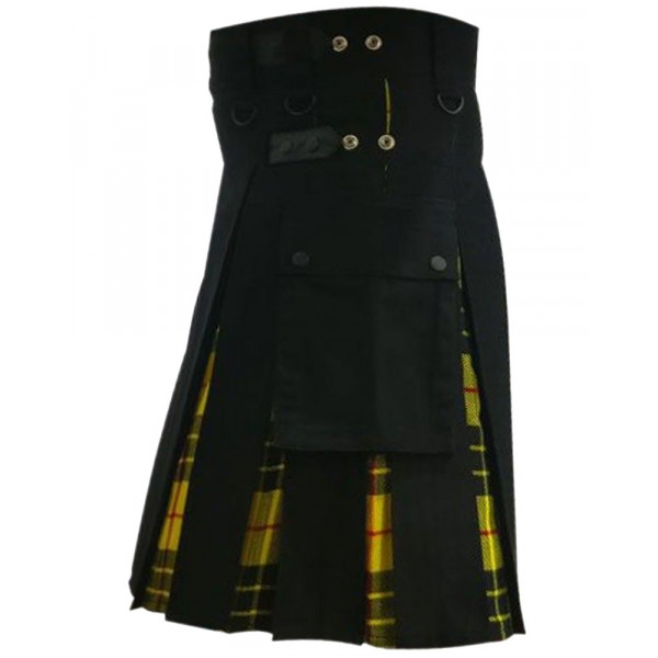 Men's Black Cotton Inner McLeod of Lewis Tartan Hybrid Kilt