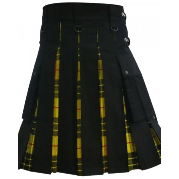 Men's Black Cotton Inner McLeod of Lewis Tartan Hybrid Kilt