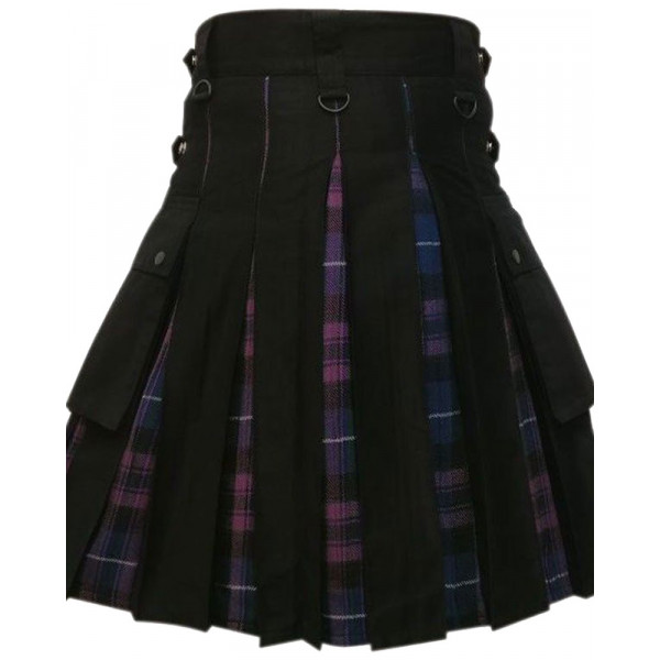 Men's Black Cotton Inner Pride of Scotland Tartan Hybrid Kilt