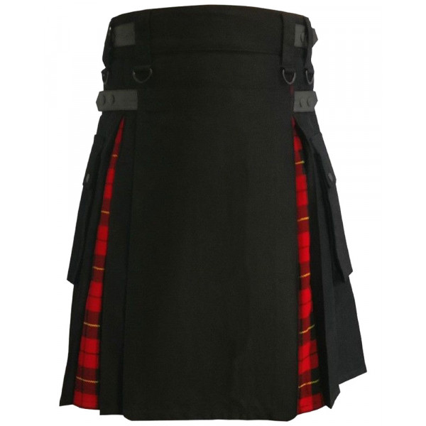 Men's Black Cotton Inner Wallace Tartan Hybrid Kil...