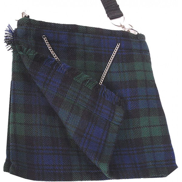 Scottish Black Watch Tartan Ladies Kilt Shaped Bag, Traditional Clothing Hand Purse