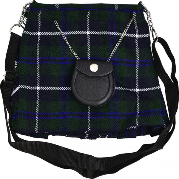 Scottish Douglas Blue Tartan Ladies Kilt Shaped Pu...