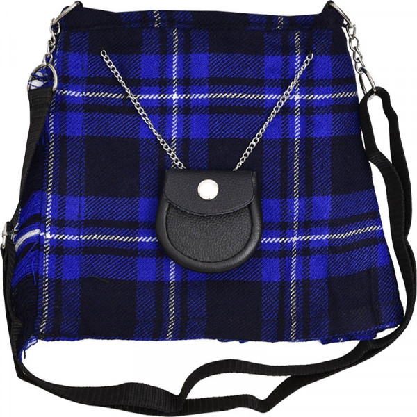 Scottish Blue Tartan Ladies Kilt Shaped Purse, Tra...