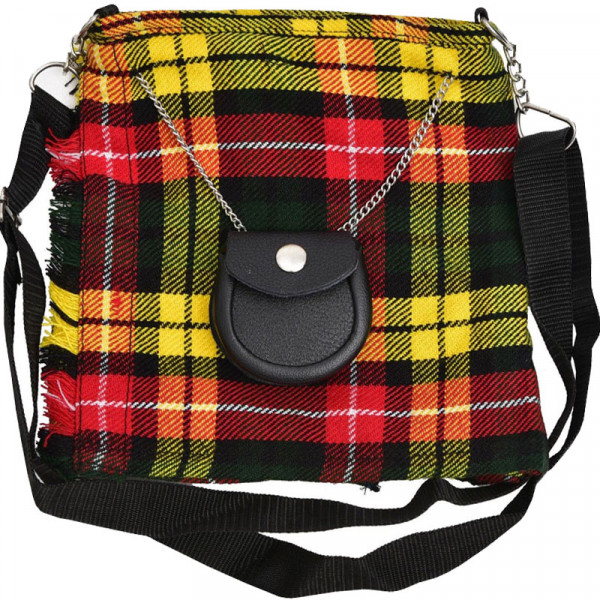 Scottish Buchanan Tartan Ladies Kilt Shaped Purse,...